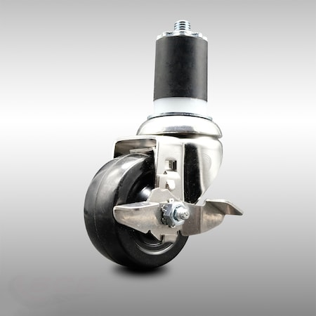 Service Caster 3.5 Inch 316SS Soft Rubber Wheel Swivel 1-7/8 Inch Expanding Stem Caster Brake SCC-SS316EX20S3514-SRS-TLB-178